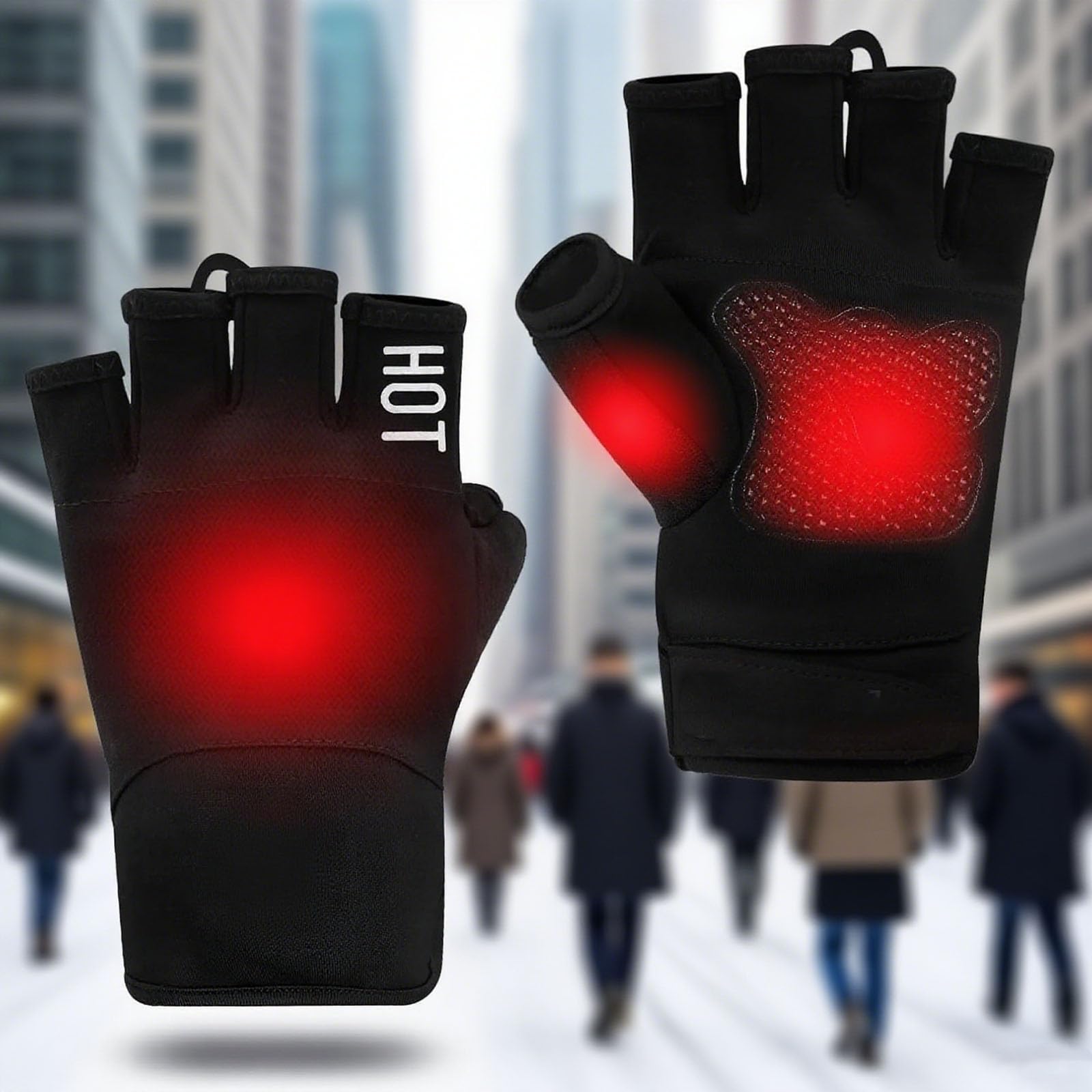 Guanti caldi a mezze dita, alimentati tramite USB, temperatura modificabile, per moto, equitazione, ghiaccio, sicurezza delle mani, guanti riscaldati per esterni, con calore rapido