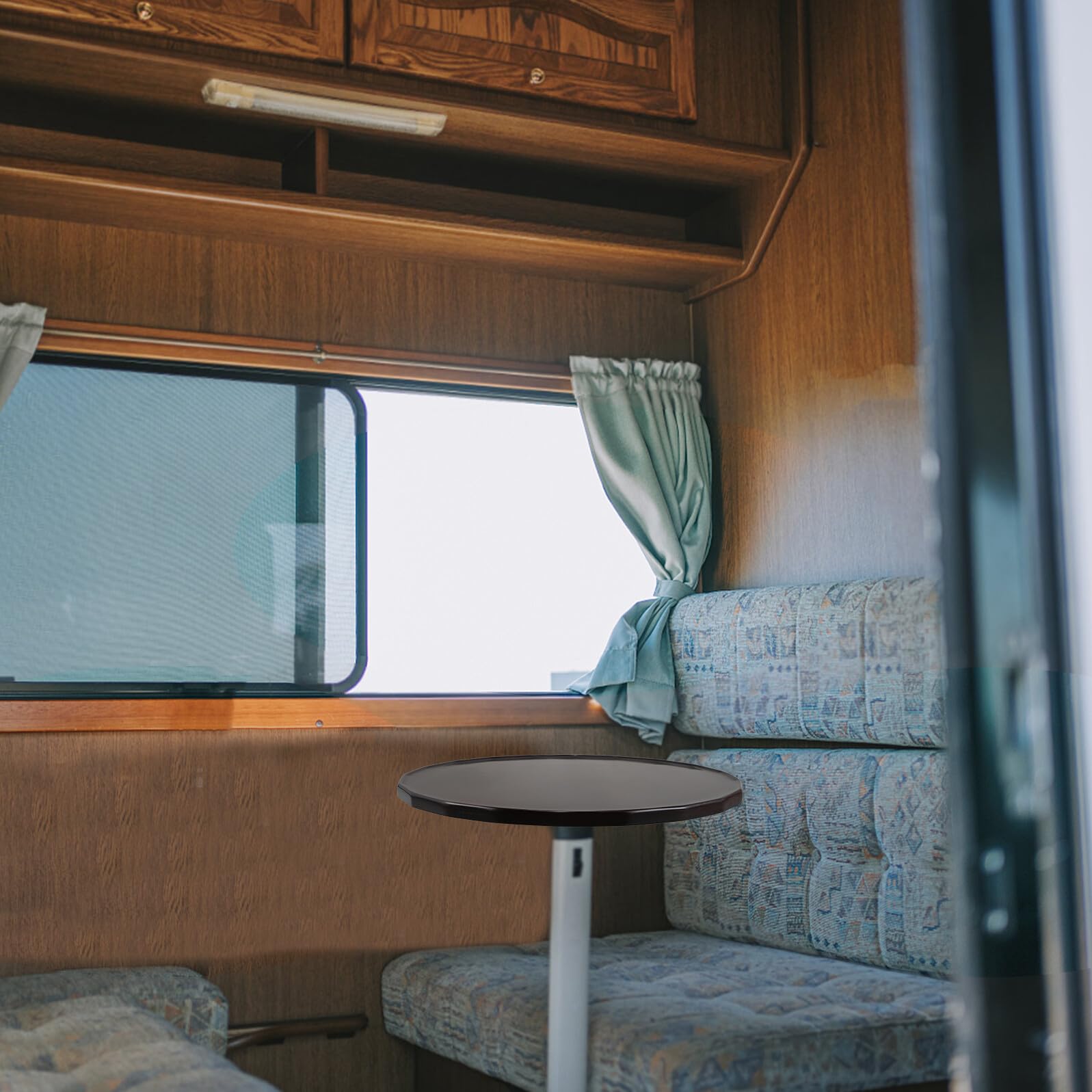 Tavolo da Viaggio Rotondo in Legno per Auto Marrone | Vassoio Multiuso Leggero, Finitura Curata, per Road Trip e Spostamenti Lunghi