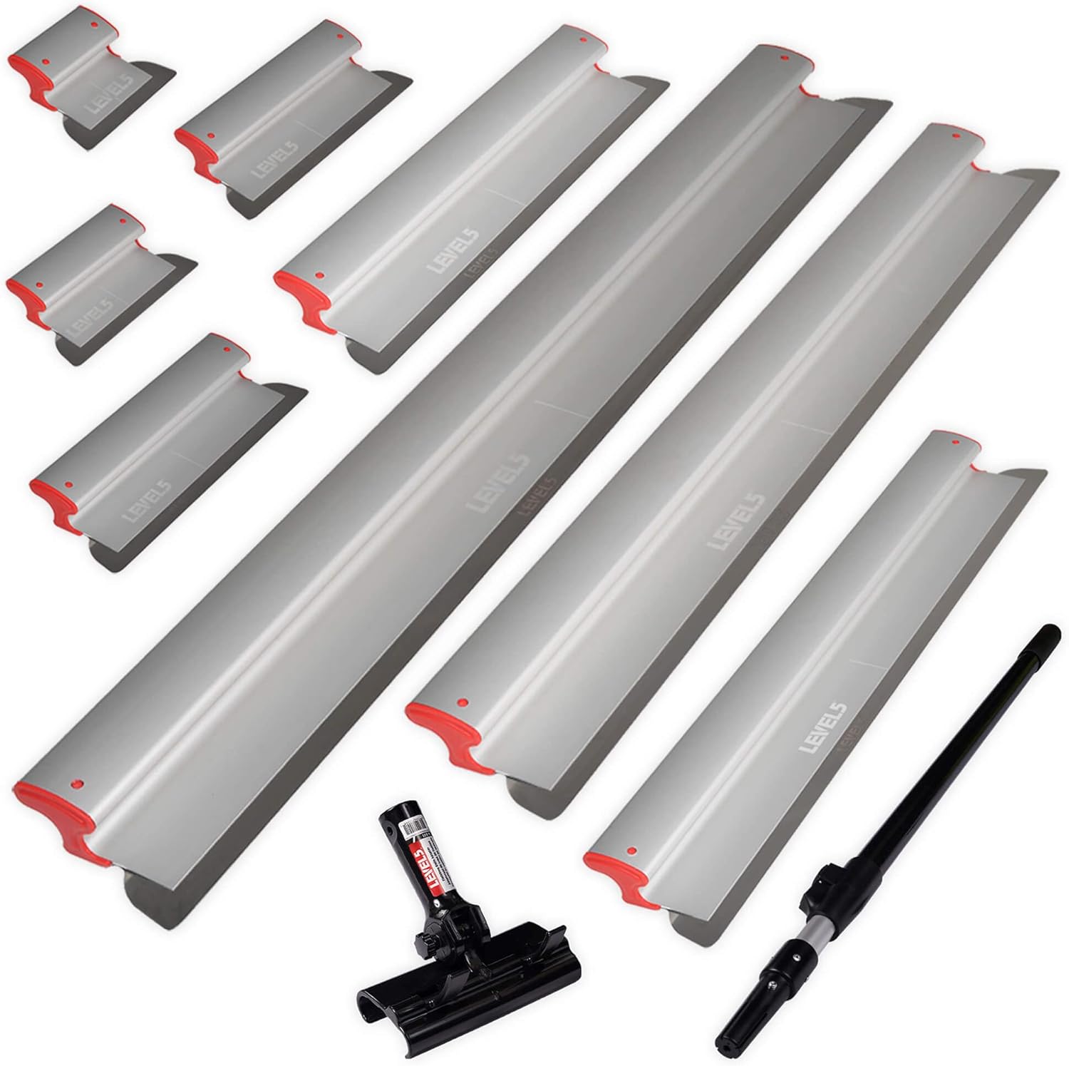 LEVEL5 Ultimate Skimming Blade Set | LEVEL5 | Smoothing/Knockdown Drywall Knife | Extruded Aluminum & European Stainless Steel Construction | High-Impact End Caps | 5-446