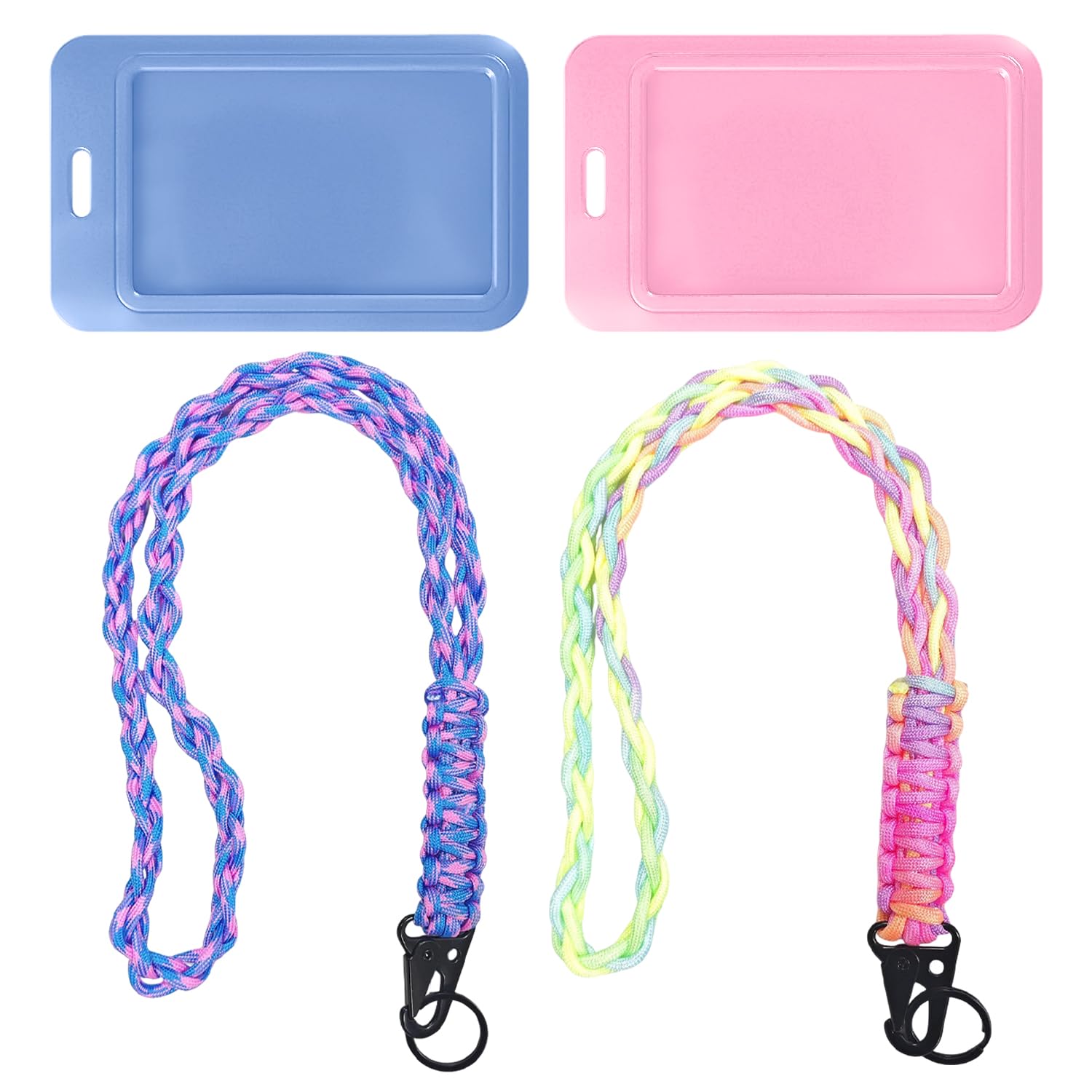 2 Piezas De Cordón Trenzado De Colores Y 2 Tarjetas De Trabajo. El Cuerpo De La Cuerda Es Fuerte Y Resistente Al Desgaste para Llaves Y Juegos De Tarjetas De Identificación.