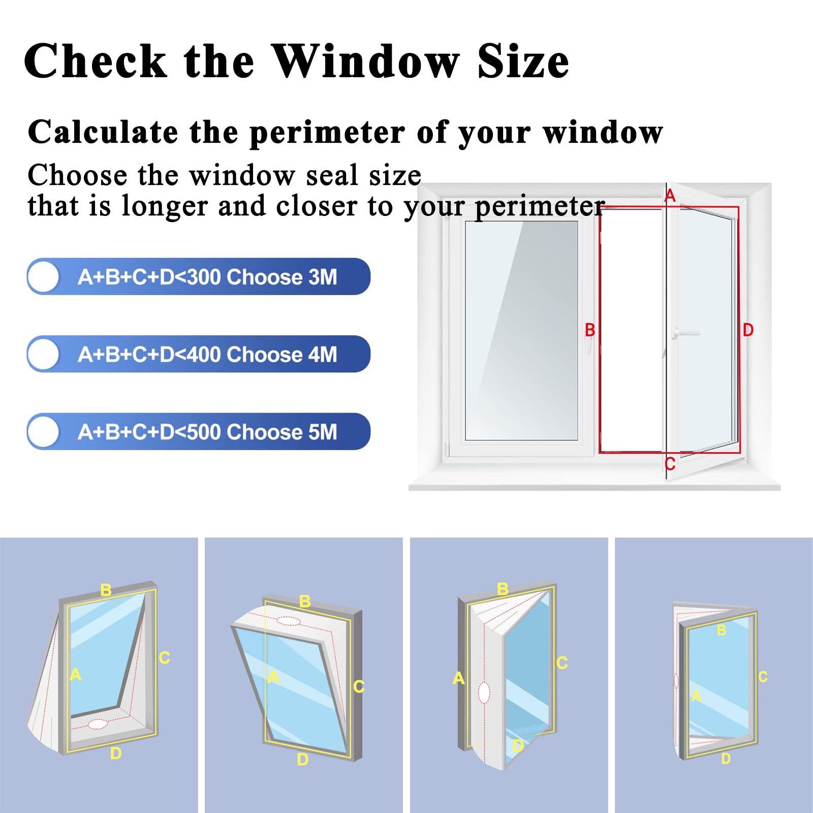 Sello de ventana de aire acondicionado móvil de 400 cm para ventanas abatibles, kit de ventilación de ventana, fácil instalación, apto para aire acondicionado portátil, secadora (blanco)