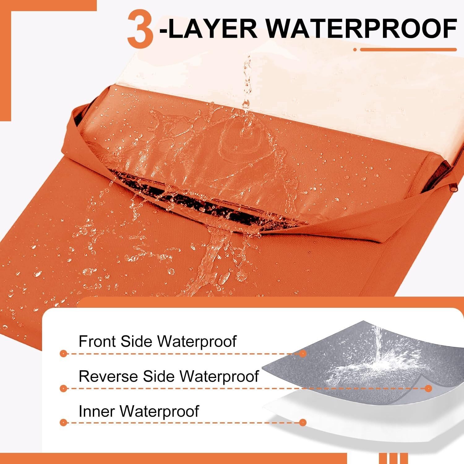 Set di cuscini impermeabili per sedie da giardino, 2 pezzi, 35 x 35 cm, spessore 3 cm, con lacci, ideali per patio, cucina e sala da pranzo, arancione