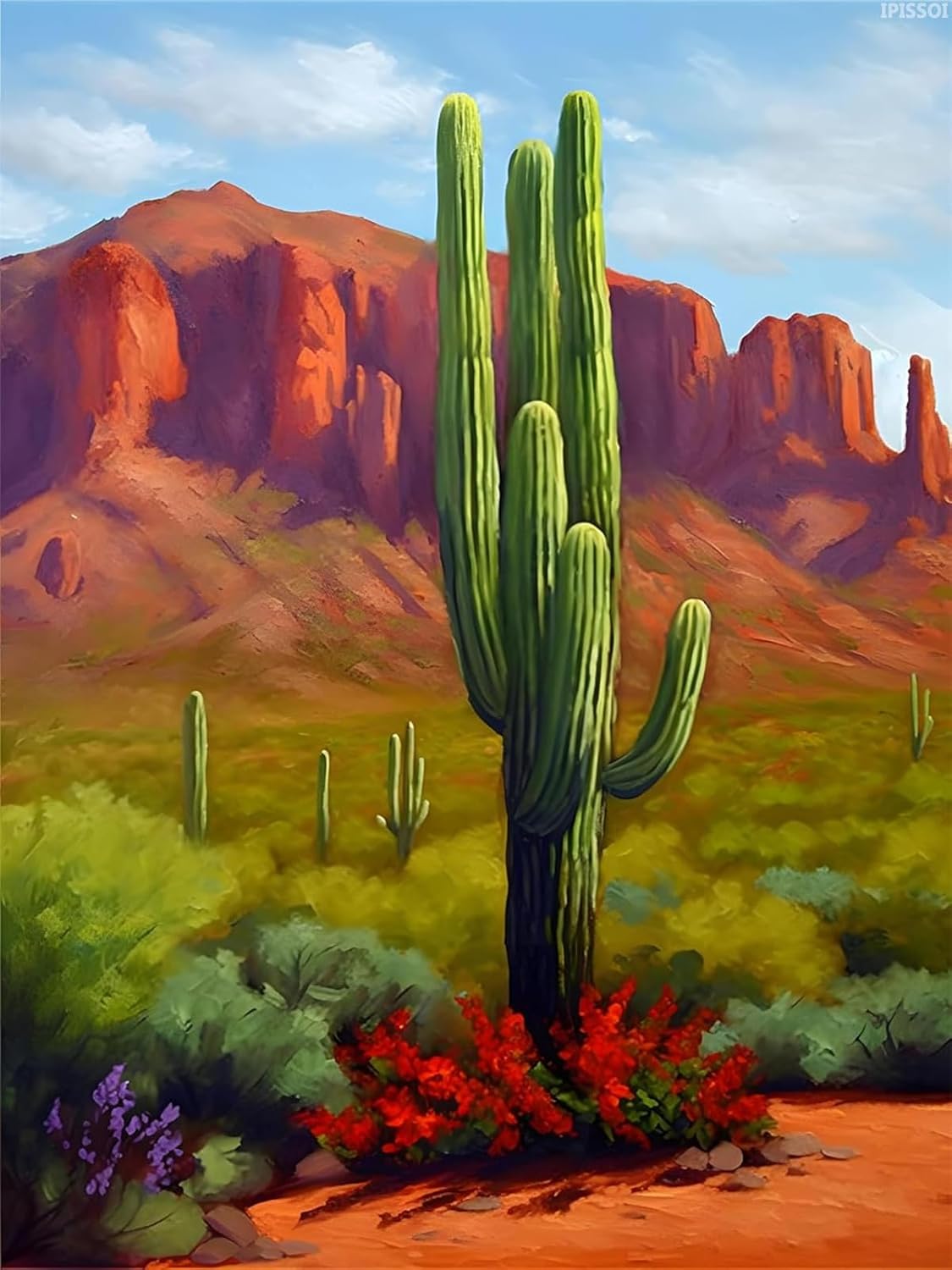 IPISSOI Cactus Diamond Art Kits for Adults Desert and Cactus Diamond Art DIY Full Drill 5D Diamond Art Round Gemstone Crystal Diamond Art Kit for Wall Decor Garden Decor 12x16 inch