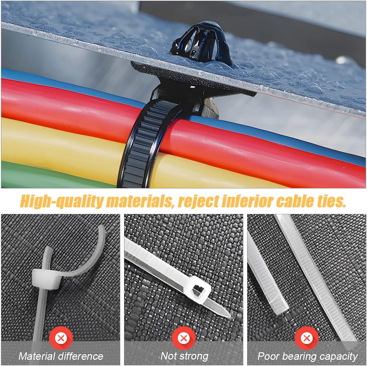 120PCS Car Push Mount Cable Zip Tie, Nylon Self Locking Cable Strap, Engine Bay Wire Harness Restraint Ties, Fastener Cable Clips Wraps for Indoor Outdoor, Compatible with Boat, Trailer, UTV