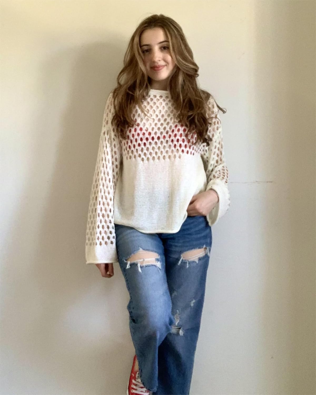 Bsubseach Swimsuit Coverup for Women Knitted Beach Cover Up Long Sleeve Crochet Tops - Image 8