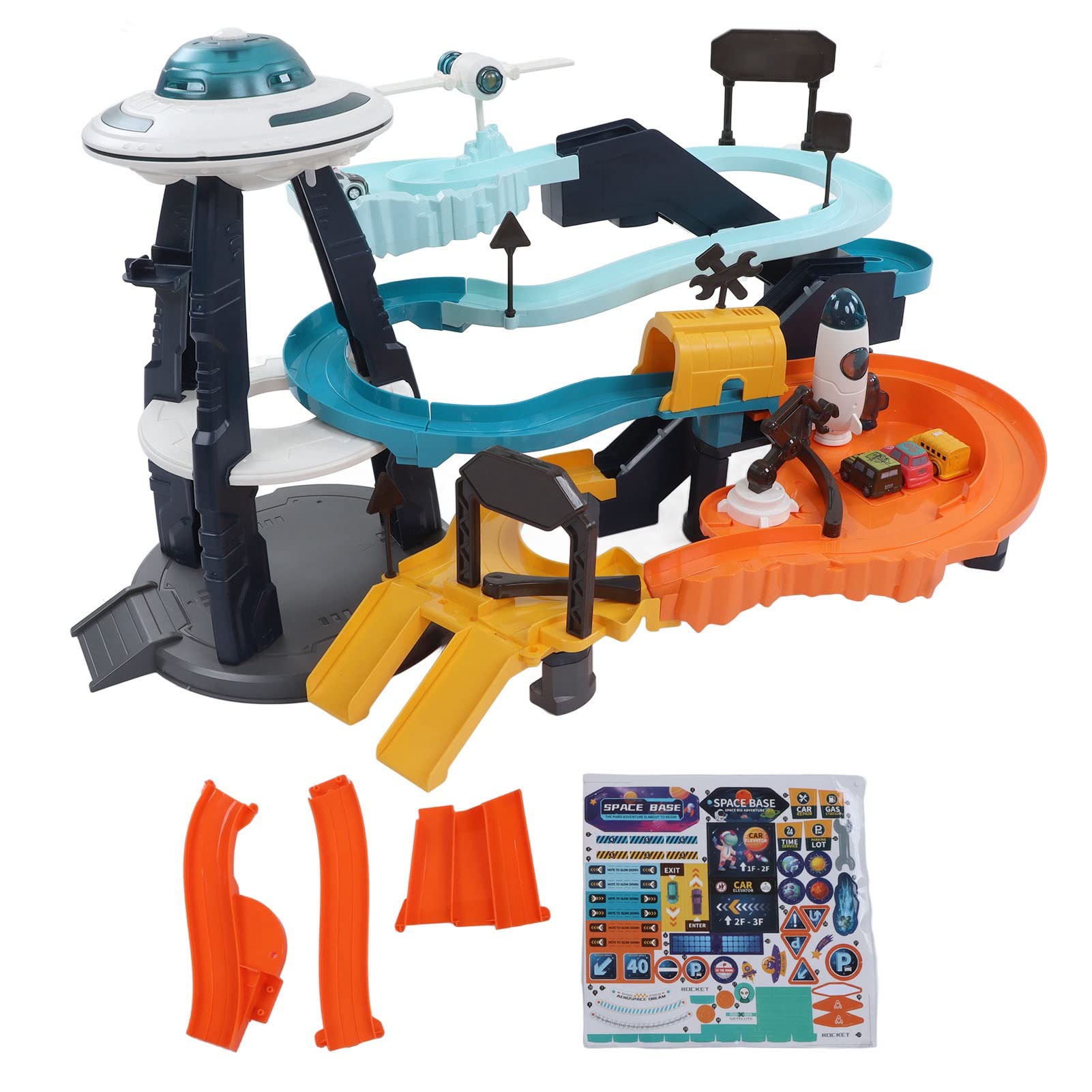 Giochi da Costruzione Macchinine da Corsa Piste da Corsa per Bambini Avventura Ferroviaria Giocattolo Avventura Spaziale Playset con 43 Accessori per Bambini sopra i