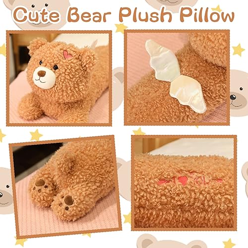 Miniatura 3 de Almohada larga de peluche de oso de peluche muñeca de almohada de oso de peluche de 30 pulgadas juguetes de peluche de oso grande bonita almohada