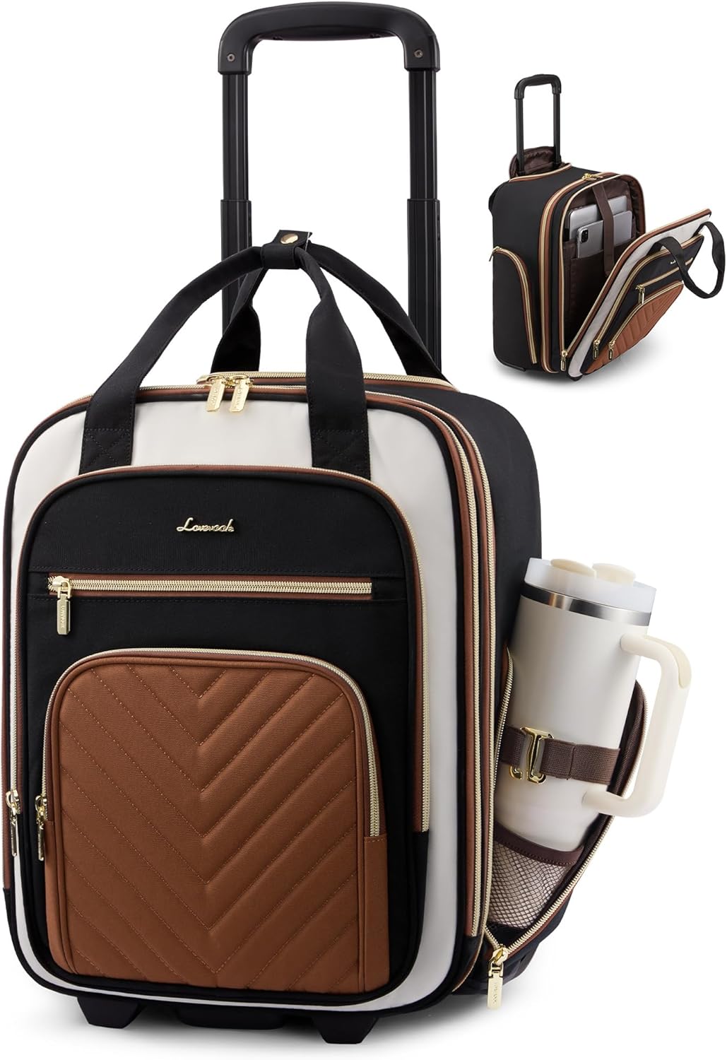 LOVEVOOK Underseat Carry On Luggage with Wheels, Lightweight Stylish Under Seat Luggage, Soft Sided Small Personal Item Suitcase for Travel