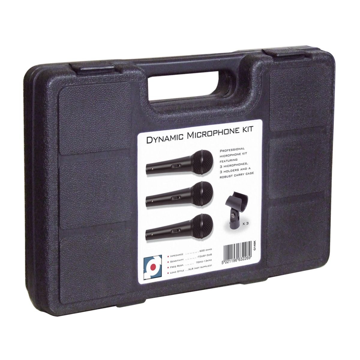 SoundLAB Vocal 3 Mikrofon Kit mit Tasche und Halter, Schwarz