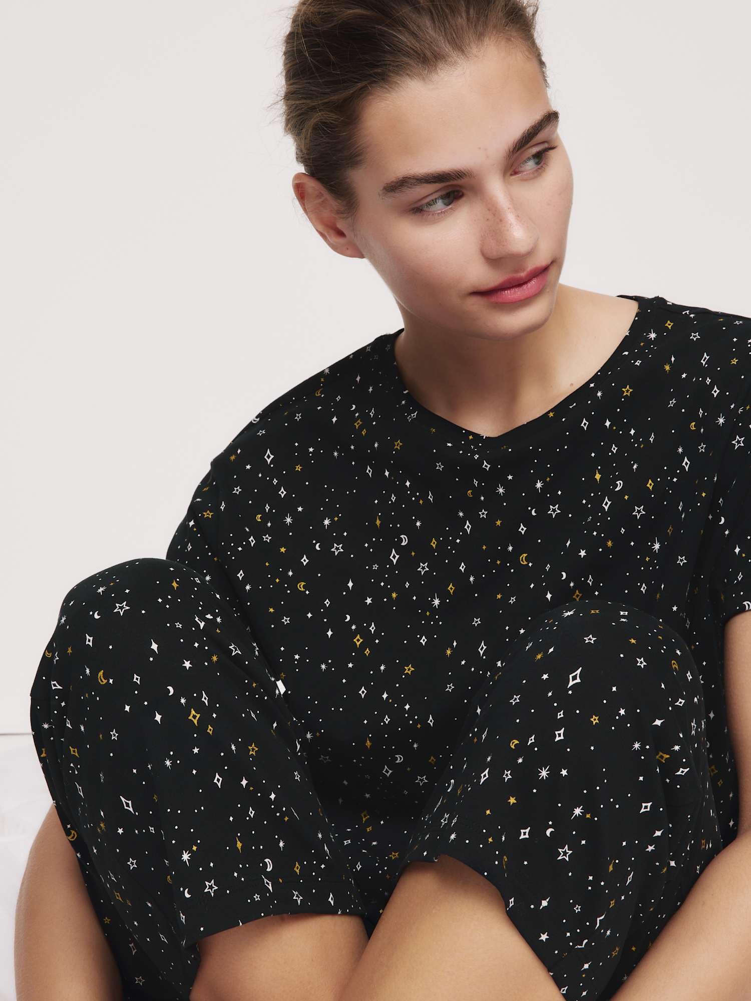Marks & Spencer Pyjama Court à Motifs Femme à Haute Teneur en Coton, Coupe Standard, Taille Élastiquée
