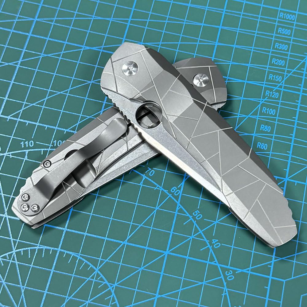 Klappmesser 8.66" Taschenmesser Robust aus Titan & Keramiklager Stahl outdoor messer survival, Praktische edc messer Jagdmesser Camper scharfes einhandmesser, Titanlegierung pocket folding neck knife