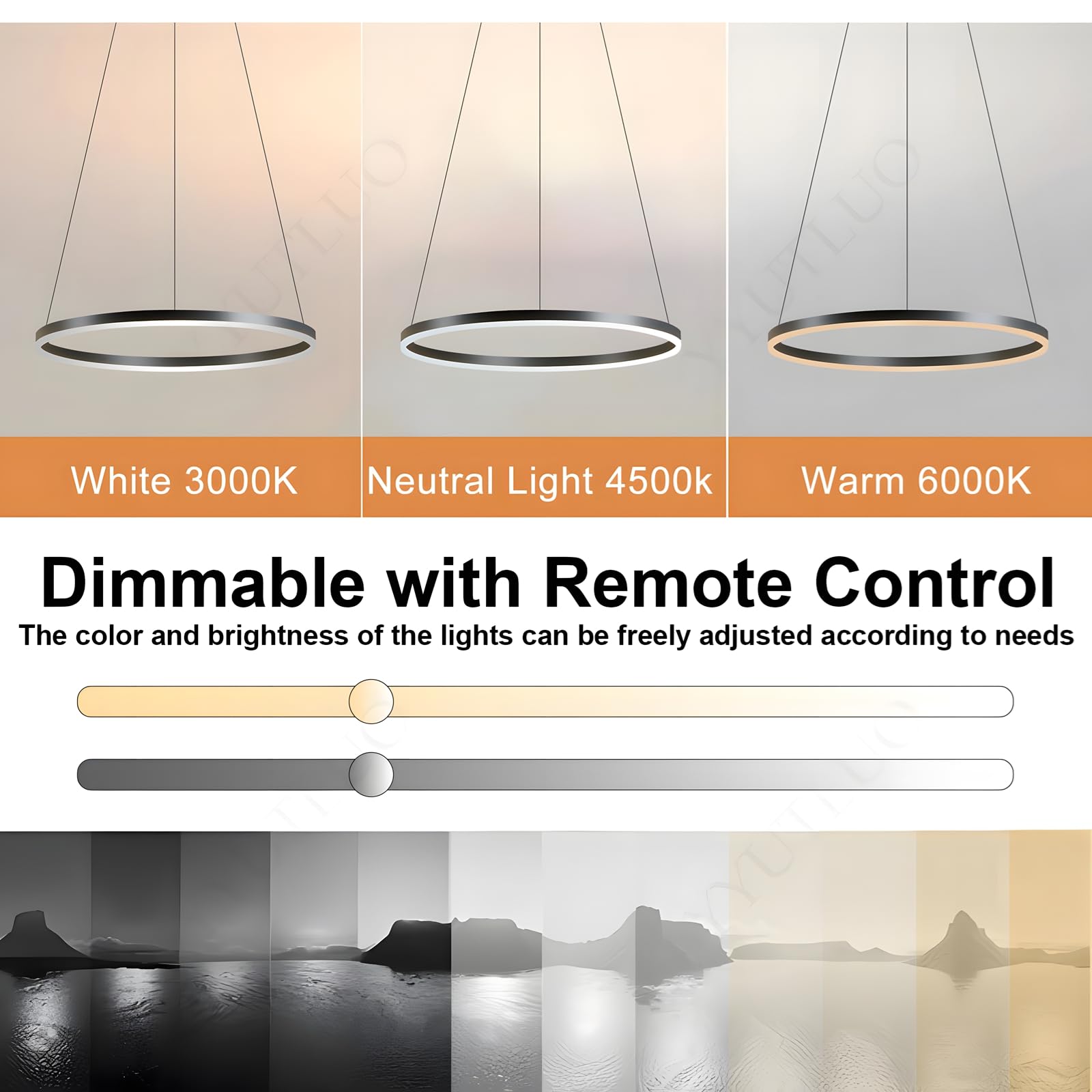 Lámpara LED DIY Circular Moderna | 1 Negra Anillos :60cm=29W| Iluminación Colgante LED Metal+Acrílico, Control Remoto Regulable 2.4G Lámpara Colgante Techo Redonda Sala Estar Dormitorio