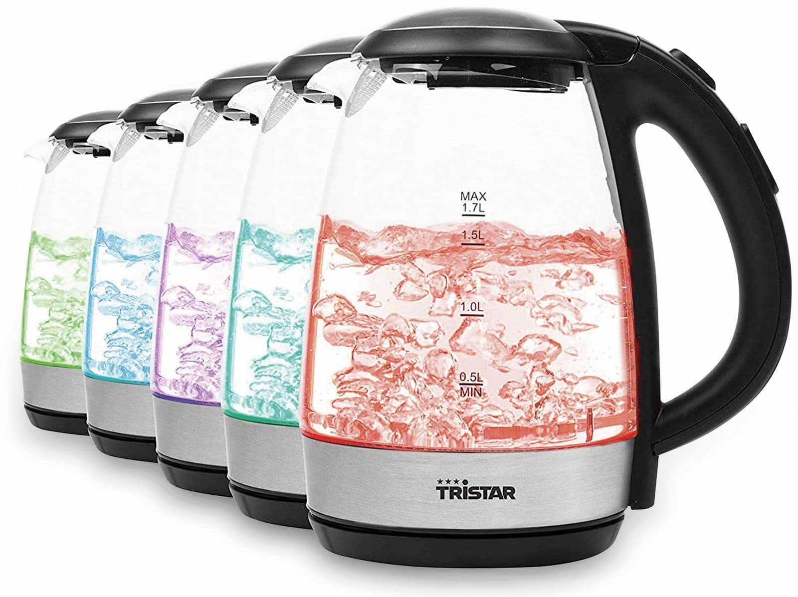 Tristar WK-3502 Bollitore, Vetro di Alta Qualità, 1,7 L, 2200 W, Nero