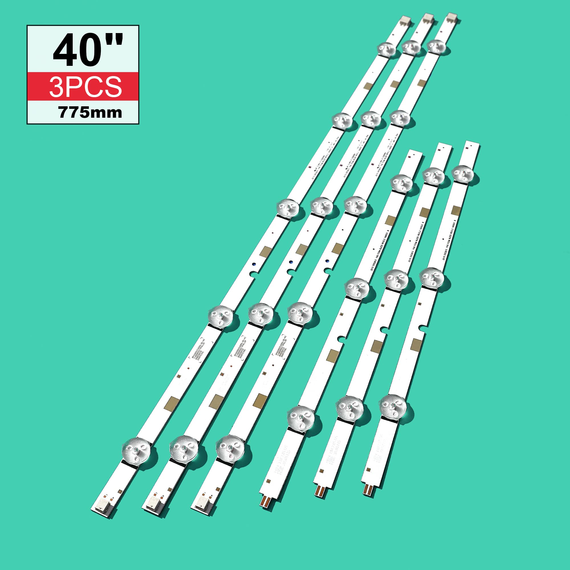 3 uds Tira de for iluminación Trasera for Samsung UE40J5200AW UE40J5200 V5DN-395SM0-R2 R3 BN96-37622A LM41-00355A 00121X 2015 SVS39.5 FCOM
