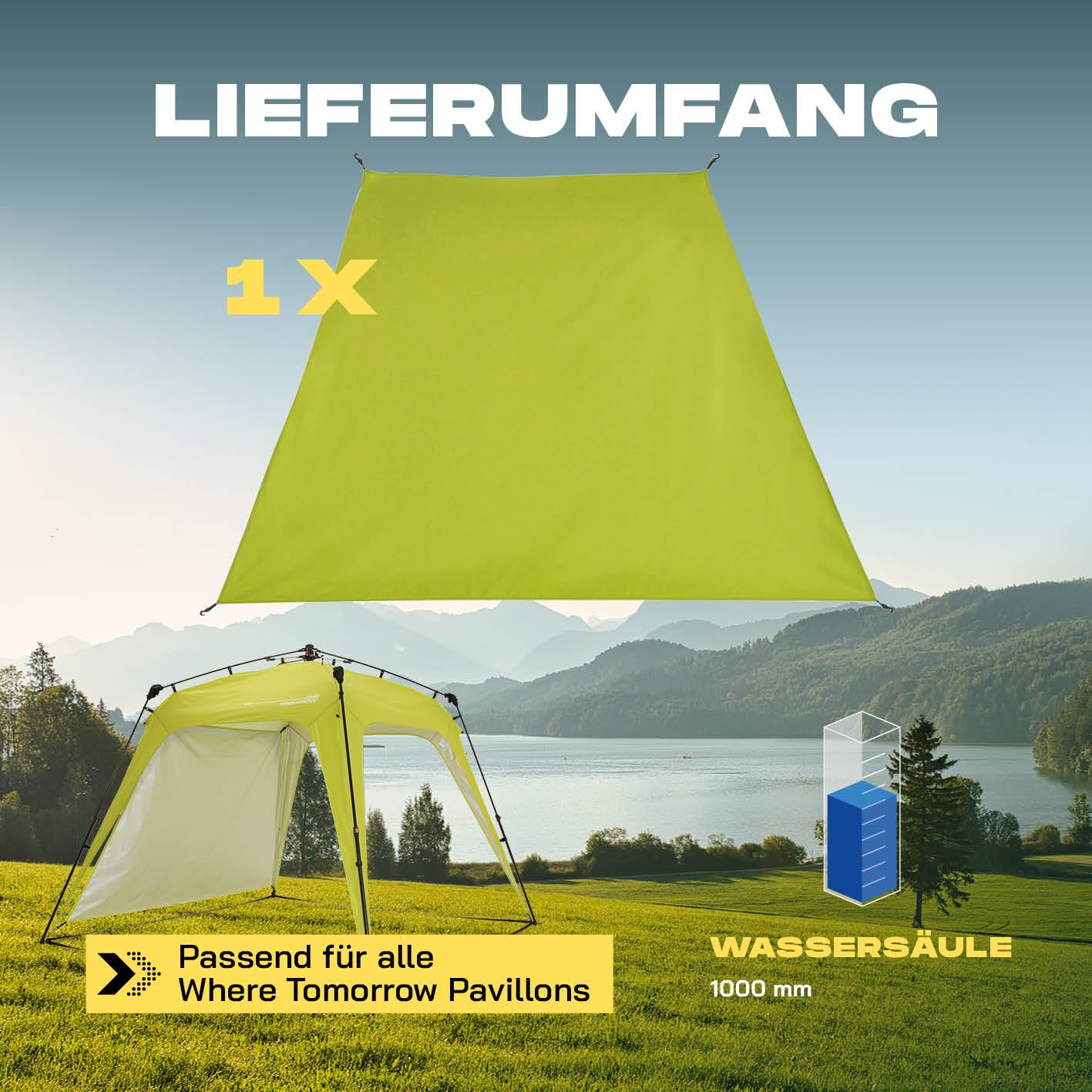 Lumaland Outdoor Seitenteil für Pop Up Pavillon | Seitenwand für Gartenzelt & Camping & Partyzelt | 225 x 155 x 132,5 cm