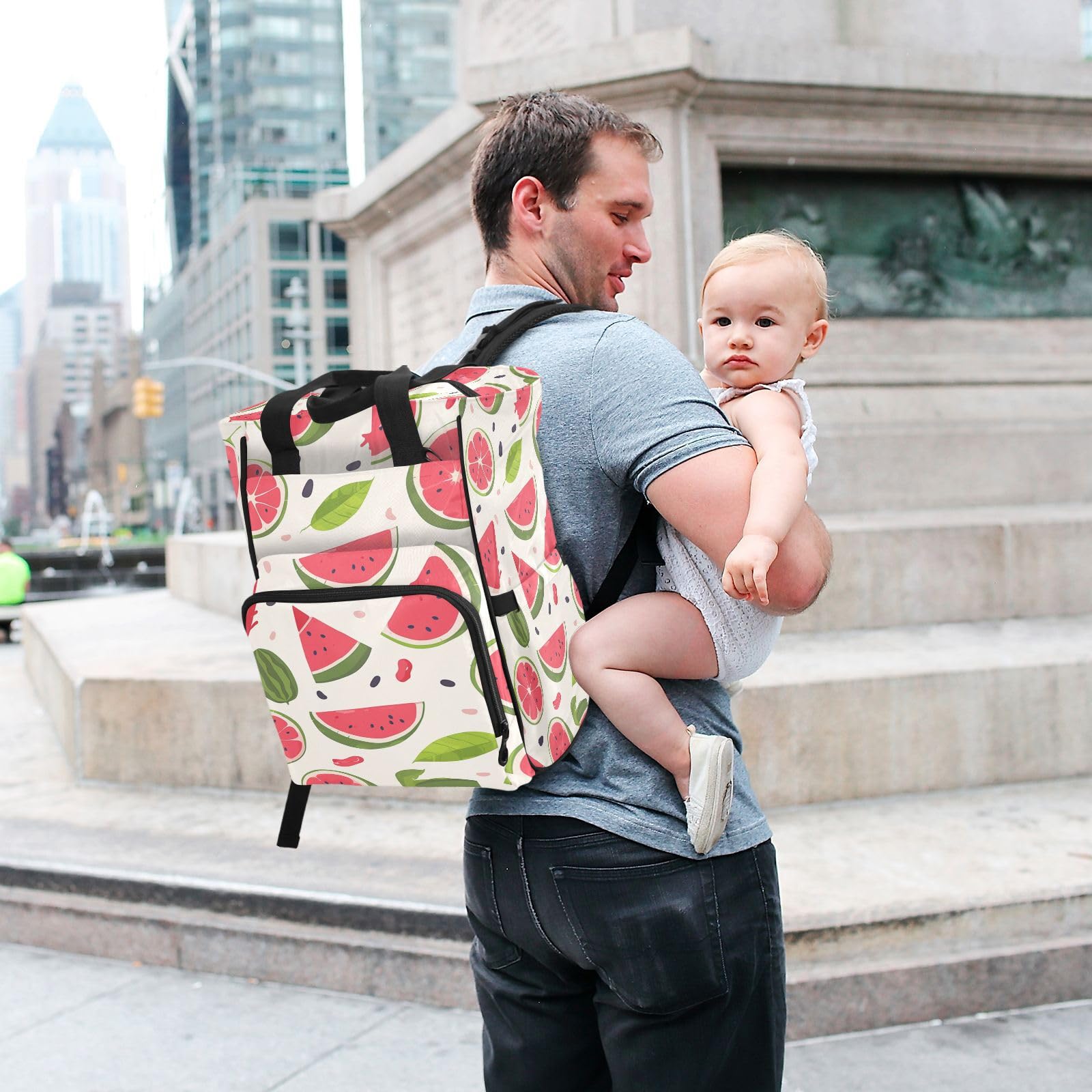 Fruta De Verano Roja SandíA Bolsa de Pañales Mochila de Viaje Gran Capacidad Bolsas para Mamá Papá Mujeres Niñas