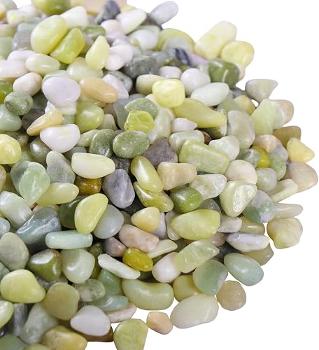 Calofulston 2.5lb Small Pebbles for Indoor Plants, 3/8 Inch Decorative Rocks for Lucky Bamboo Plants Pot, Succulent, Vase, Cactus, Landscaping, Polished Jade Rocks for Plants Indoor, Green