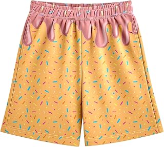 Pantalones cortos para niños y jóvenes, pantalones cortos de verano Ice Cream impresos, cintura elástica con bolsillos, pijama de secado rápido, pantalones cortos de baño para niños pequeños