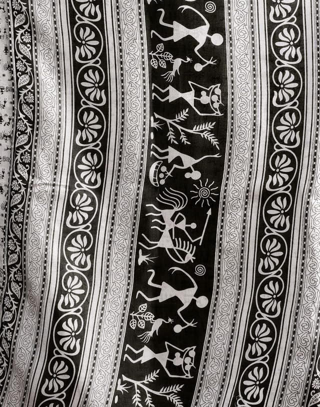 Image of SIRIL Women's Bagalpuri Silk Saree | Varli Printed Saree With Unstitched Blouse Piece