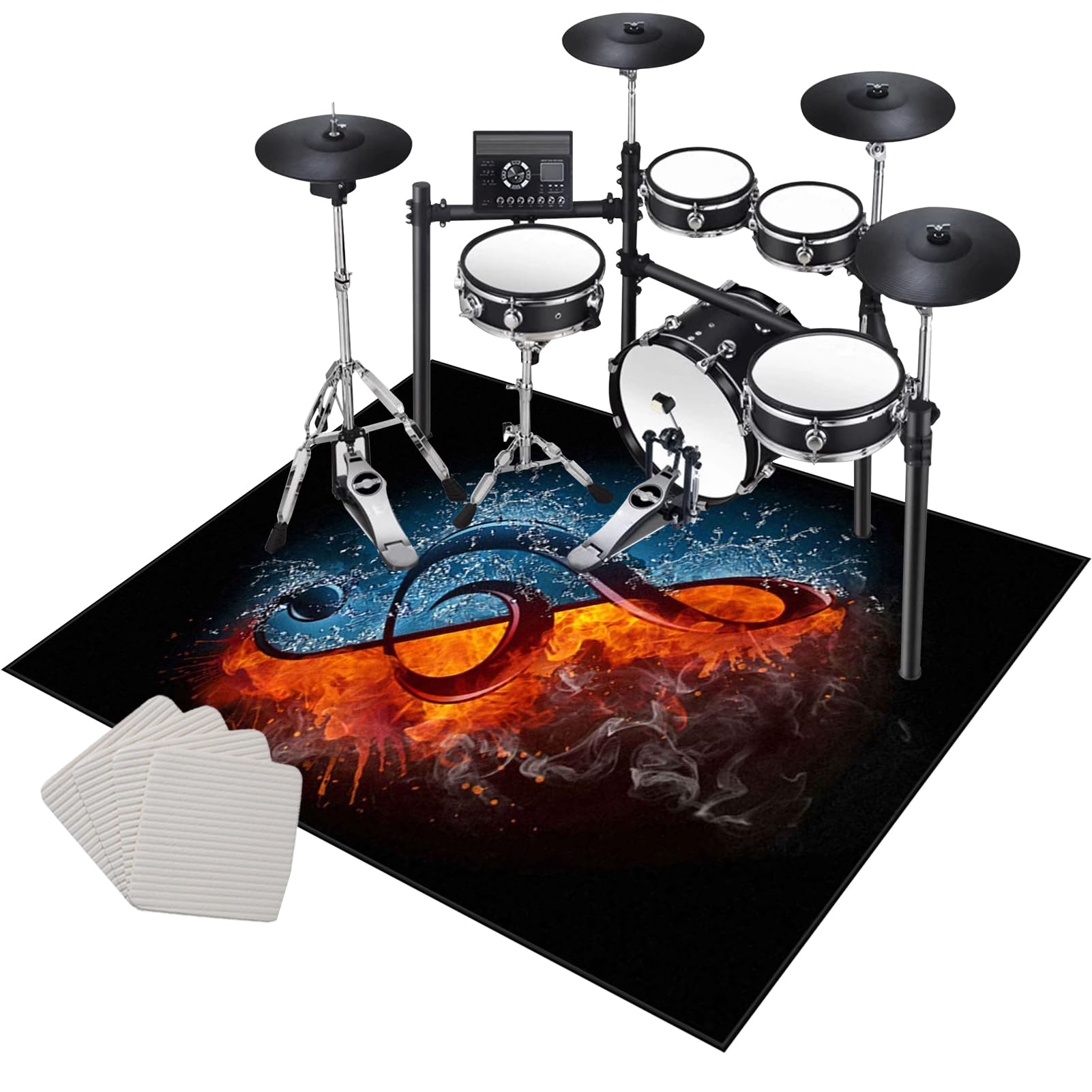 Drum Teppich Schlagzeug Teppich 160 x 140 cm rutschfeste Trommel Teppiche Schlagzeugteppich Schallschutzdecke Schlagzeugmatte Elektronisches Jazz Schlagzeug Kit für Bass Snare Drum Schlagzeug Matte