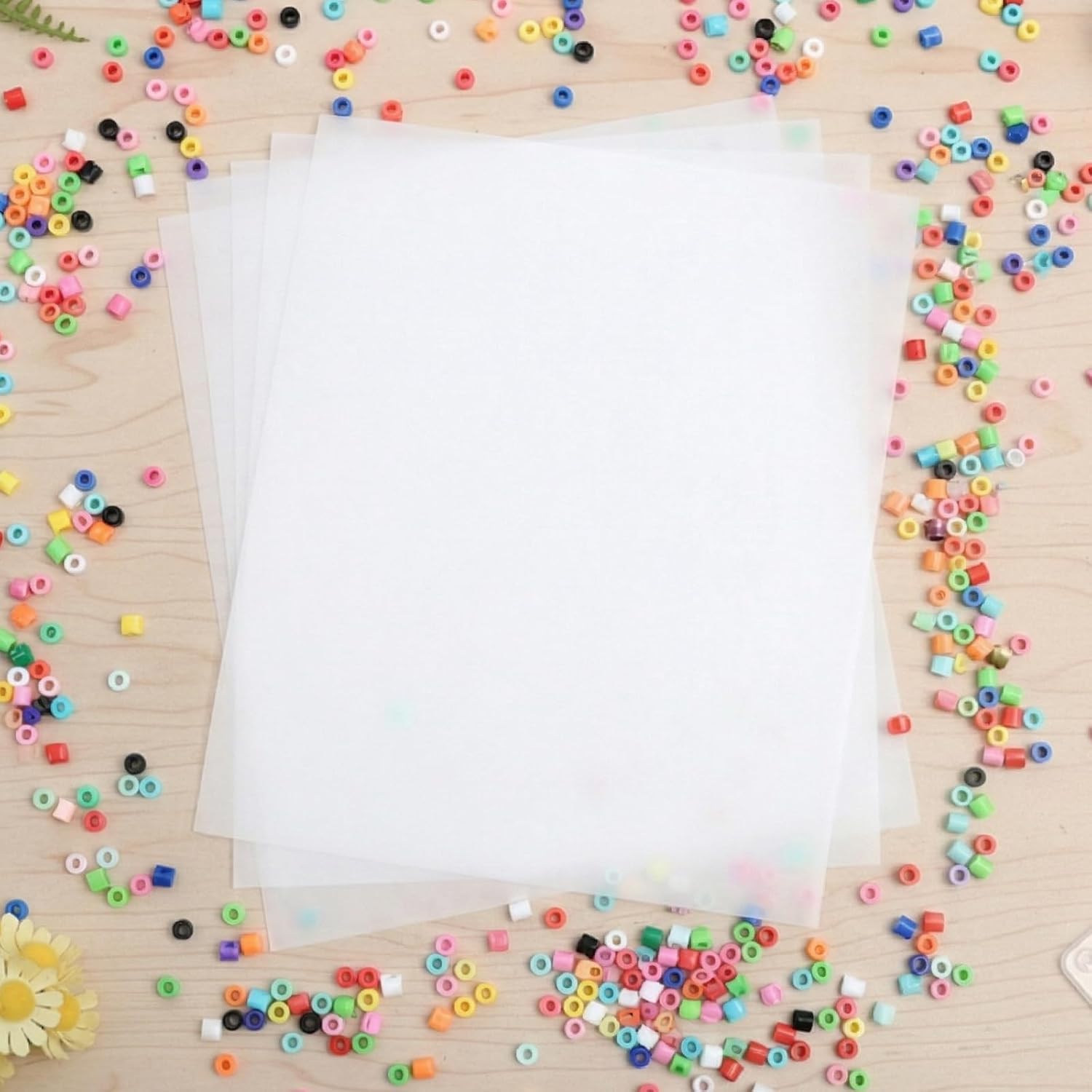 Fuse Beads Ironing Paper 50 Pcs Fuse Bead Iron Paper Rectangle Clear Plastic Ironing Papers for Bean Craft (7.87 x 5.9 in)