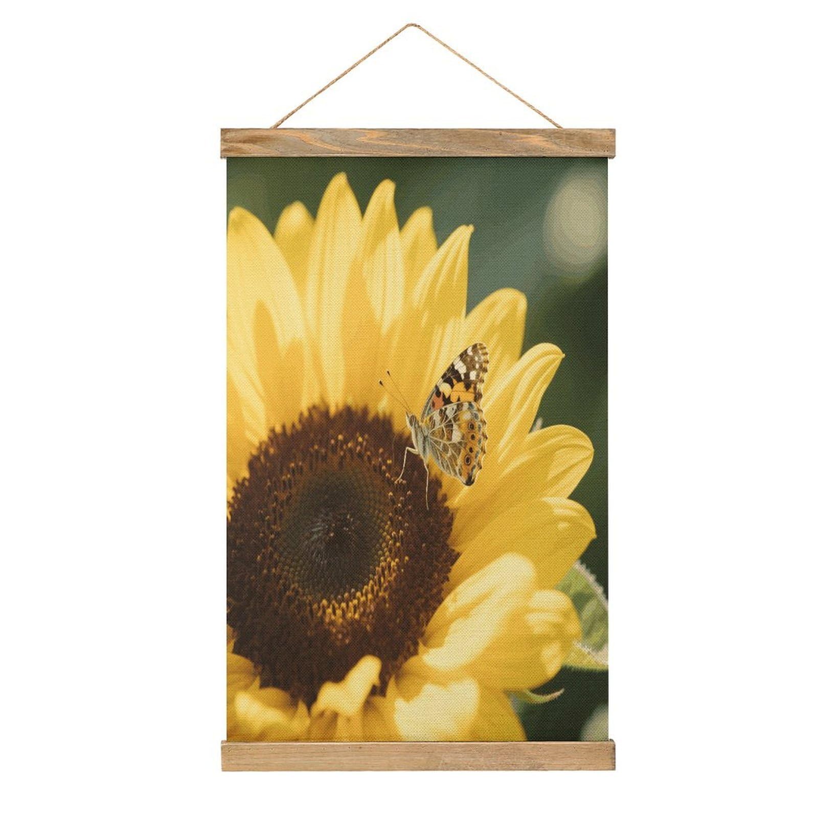 VstaDank Sunflower Linen Hanging Painting Vintage Canvas Wall Art Poster Reading Nook Corner Decor Retro Wall Decor Prints for Library Reading Room Home 13.2 X 20.47 Inch