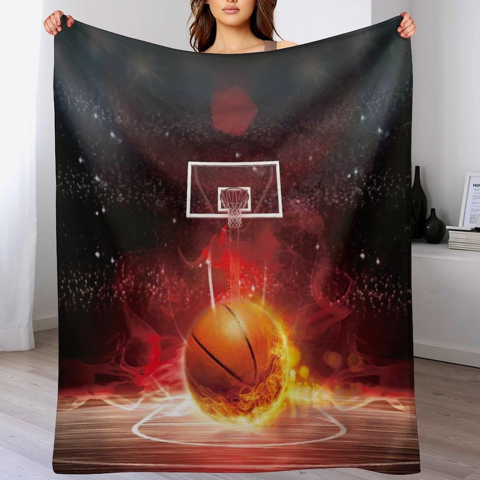 Plaid basket-ball jeté de canapé chaud pour des soirées matchs cocooning