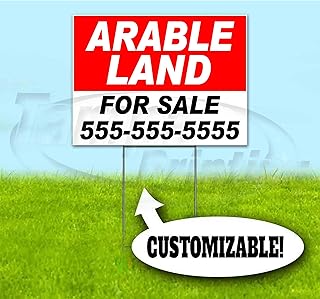 Arable Land for Sale Customizable (18"x24") Corrugated Plastic Yard Sign, Bandit, Lawn, Decorations, New, Advertising, USA