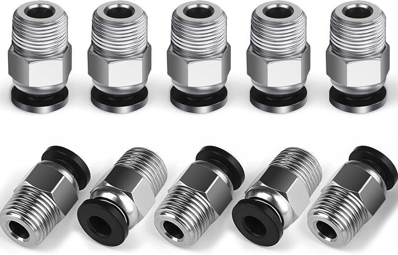 10PCS PC4-M10 PTFE Tube Connector Fittings, Bowden Coupler for 3D Printer | StLiSuYmx Premium Pneumatic Quick Male Straight Push for E3D-V6, Bowden Extruder Parts Compatible with Ender-3 and Ender-3 V2