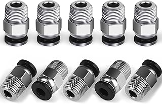 10PCS Premium PC4-M10 Pneumatic Quick Connector Fittings, Bowden Tube Coupler Male Straight PTFE Tube Push for E3D-V6, Bowden Extruder Parts Compatible with Ender-3 and Ender-3 V2 3D Printer
