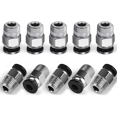 10PCS Premium PC4-M10 Pneumatic Quick Connector Fittings, Bowden Tube Coupler Male Straight PTFE Tube Push for E3D-V6, Bowden Extruder Parts Compatible with Ender-3 and Ender-3 V2 3D Printer