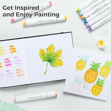 Ohuhu Marker Pads Art Sketchbook, 6.3x6.3 Mini Square Size, 120 lb/200 GSM Heavy Smooth Drawing Papers, 30 Sheets/60 Pages, Hardcover Sketch Book, for Alcohol Marker Christmas Gift