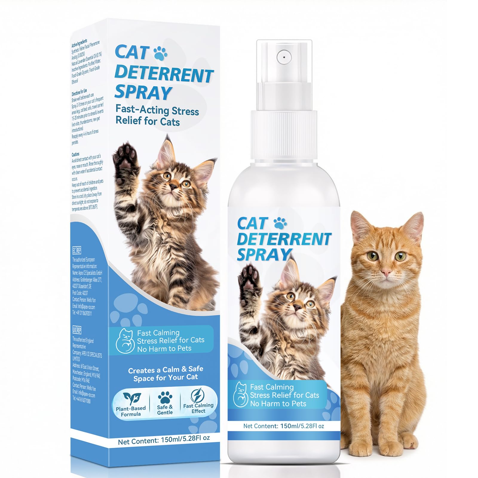 Spray Repellente per Gatti – Repellente per Gatti & Dissuasore per Gatti Naturale – Efficace Disabituante Gatti per Interni ed Esterni – Spray che Allontana Gatti e Protegge Mobili, Giardino e Divani