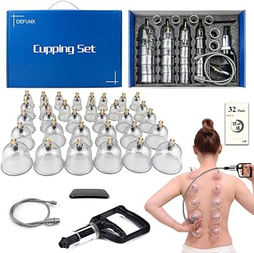 Cupping Therapy Set, 32 Therapy Cups Cupping Set with Pump, Professional Chinese Trigger Point Cupping Therapy Set Hijama for Cupping Massage, Muscles, Joints
