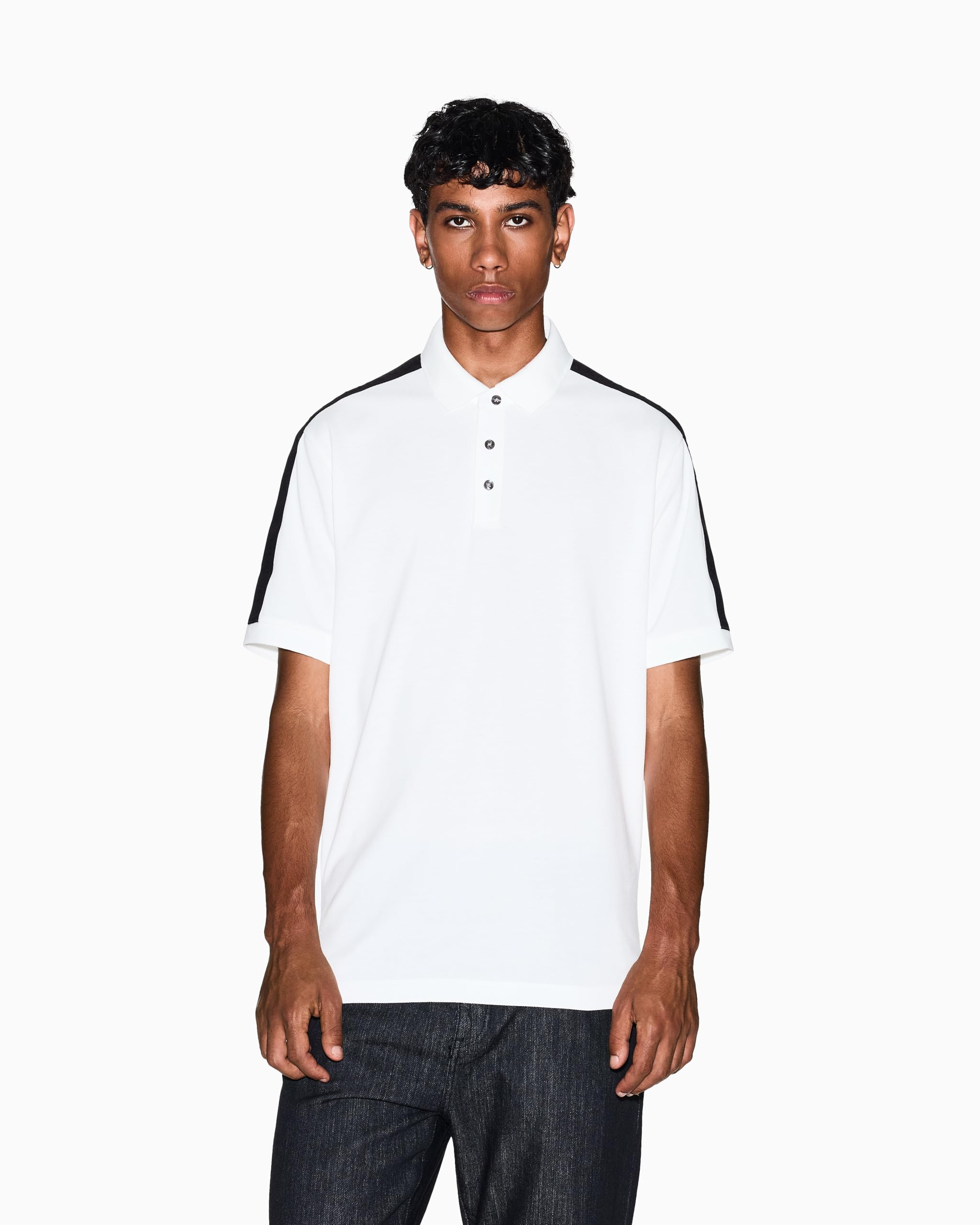 Armani Exchange Essential, Short Banded Logo Sleeve Polo, Blanco Roto, L Hombres, Blanco Roto., L