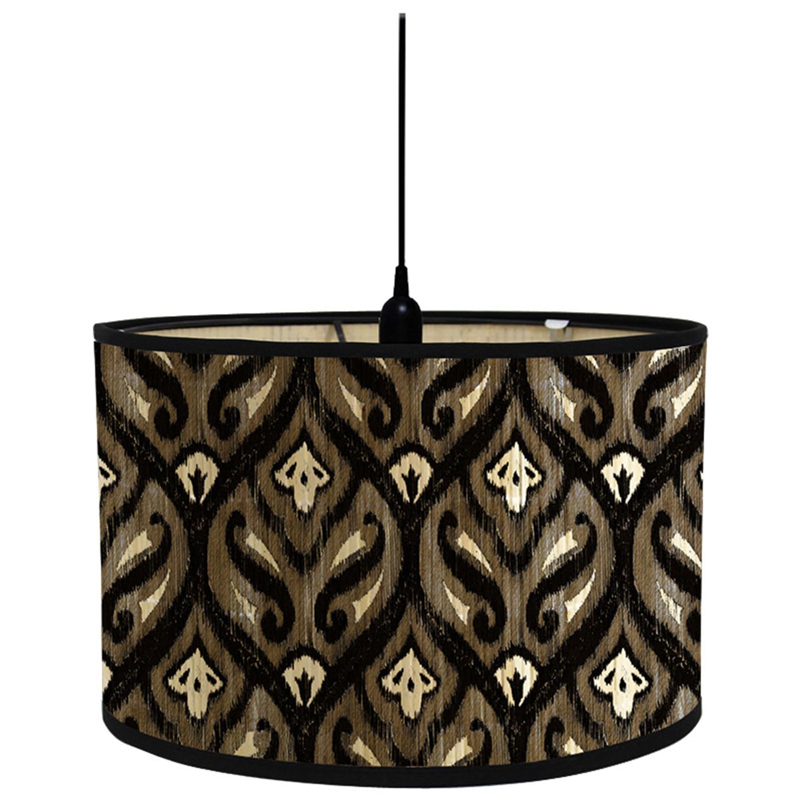 Morbuy Bamboo Lampshade for Table Lamp, Rhombus Pattern Vintage Style Diameter 30cm Wooden Bedside Light Lampshade Light Shades Wall Light Lamp Shades, Desktop Accessories (Ethnic Style) โ image 1