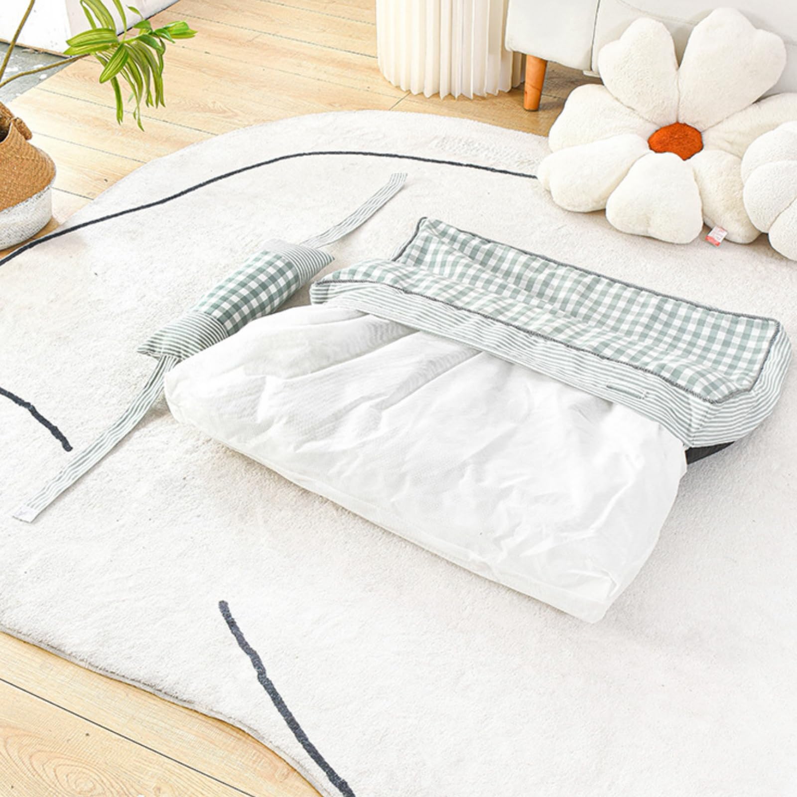 champracer Hundebett waschbar mit abnehmbarem Kissen Hundekissen Flauschig mit rutschfeste Unterseite weiche Hundehütte für kleine mittelgroße Hunde und Katzen (Rot,L-100 * 68cm)