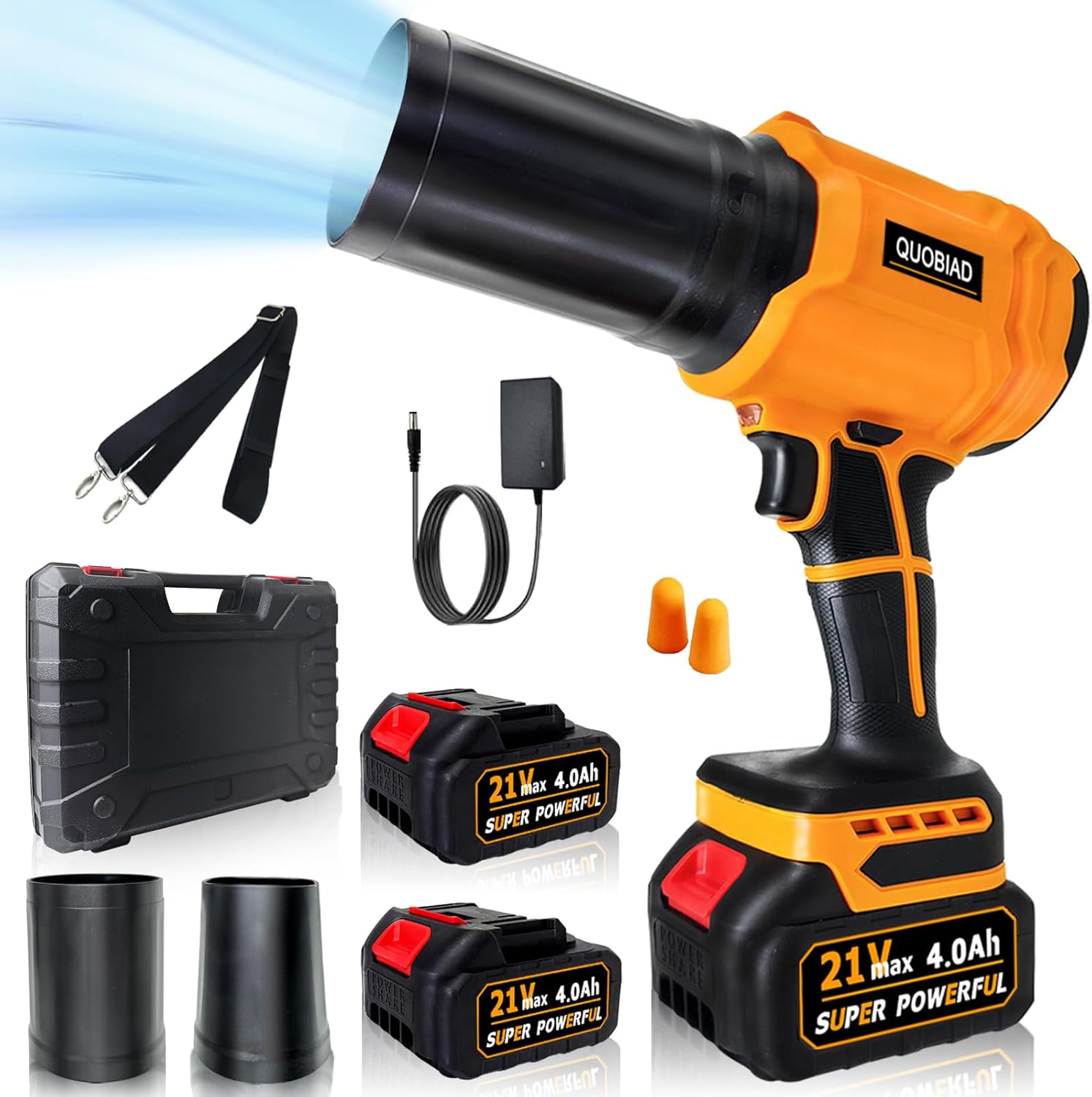 Leaf Blower Cordless with 2×21V Batteries, Turbo Jet Handheld Blower with Nozzle, Mini Leaf Blower Cordless, Variable Speed for Lawn Care, Patio, Car Drying, Snow & Dust Cleaning