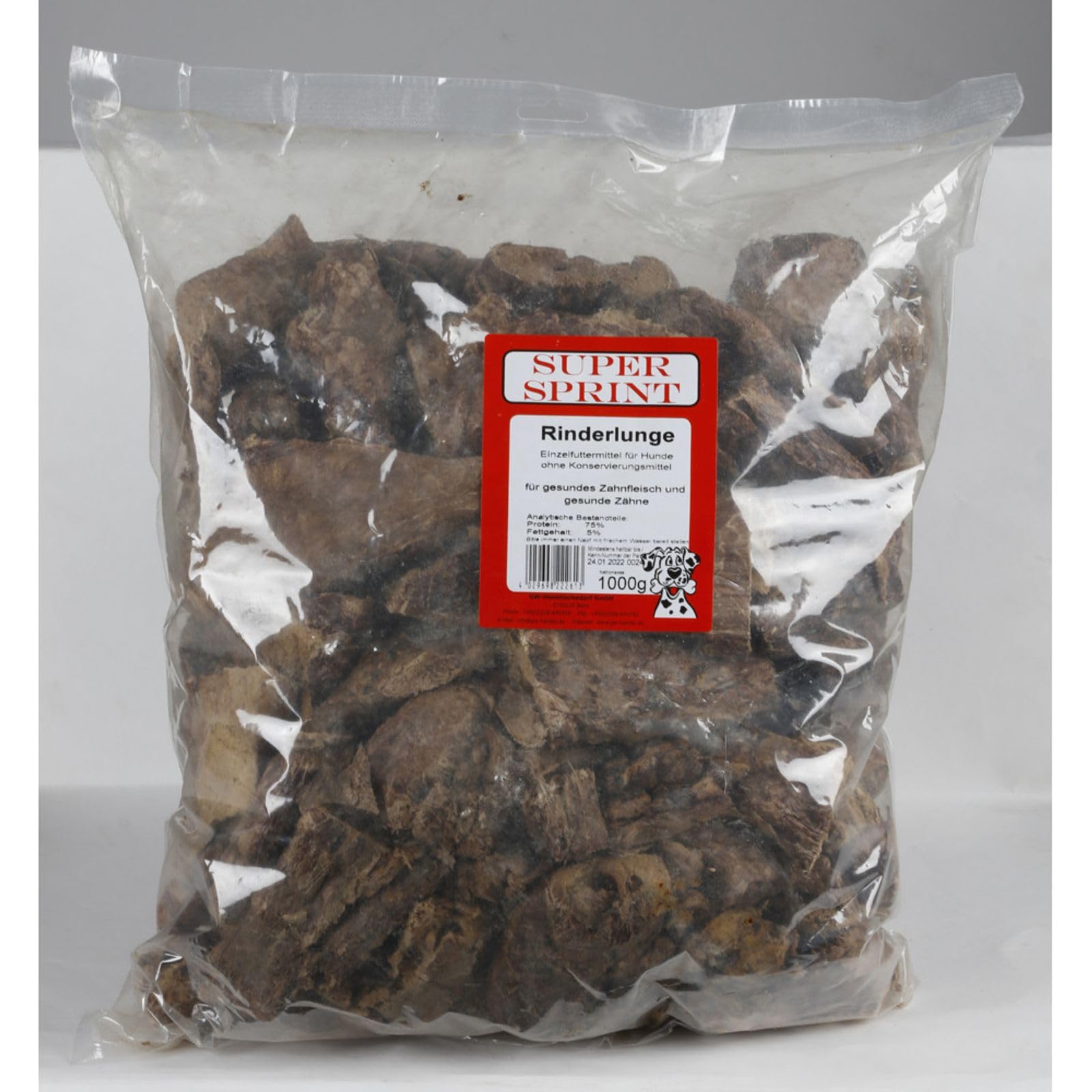 6 X 1 kg Super sprint polmoni per cani bovini e cani 6 kg