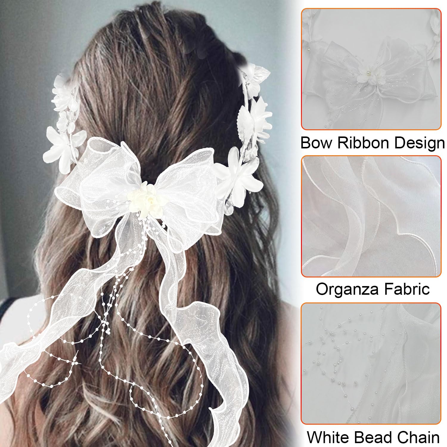 Couronne Fleur Cheveux GYHWOFUL - Serre-Tête Princesse Avec Perles Et Coquillages Pour Mariage Et Communion