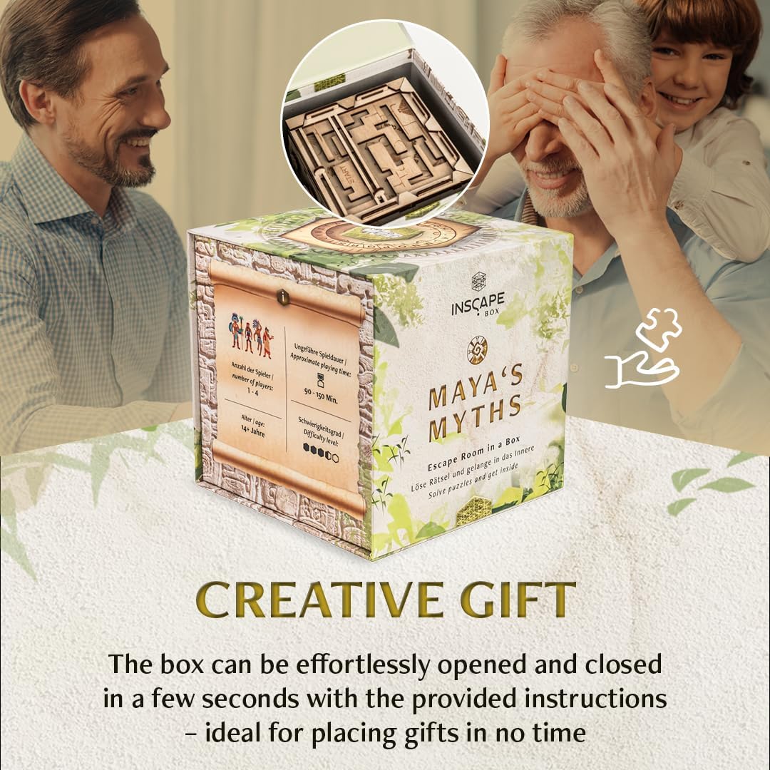 INSCAPE Maya´s Myths - Puzzle Box - Escape Room in A Box - Cluebox - Gift Puzzle Boxes for Adults with Hidden Compartments - Escape Room Puzzles Escape Room Game - Brain Teasers Puzzles for Adults