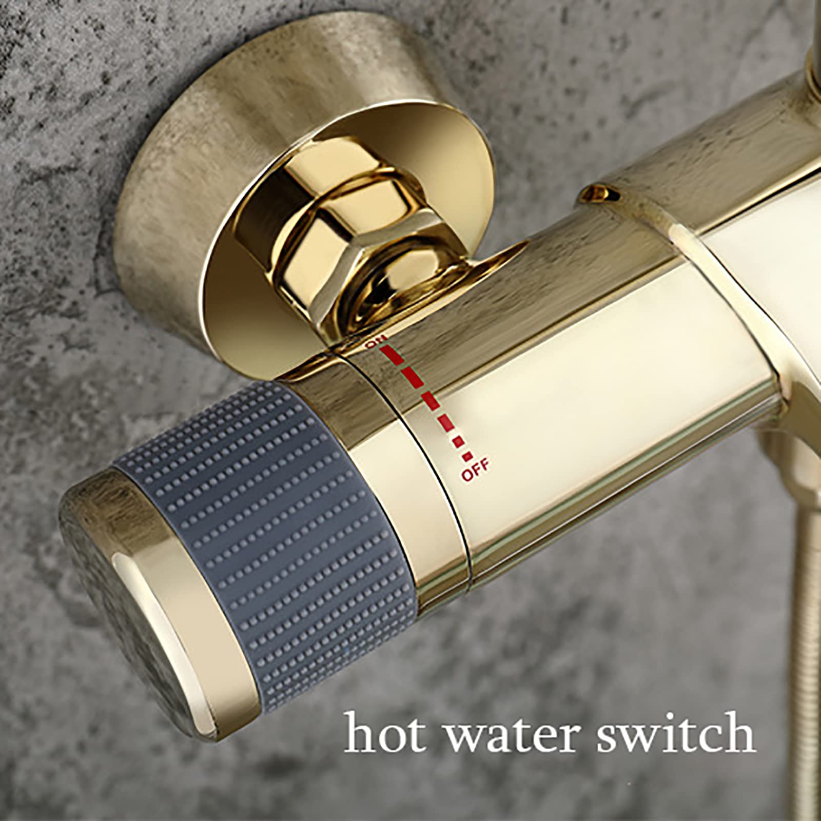 Ducha clásica, Juego de Grifo de Ducha, Ducha de Pared, Mezclador de Lluvia de Alta presión con caño de bañera, Cabezal de Ducha de Lluvia Rectangular de 12 Pulgadas, Ducha de Mano(Gold)