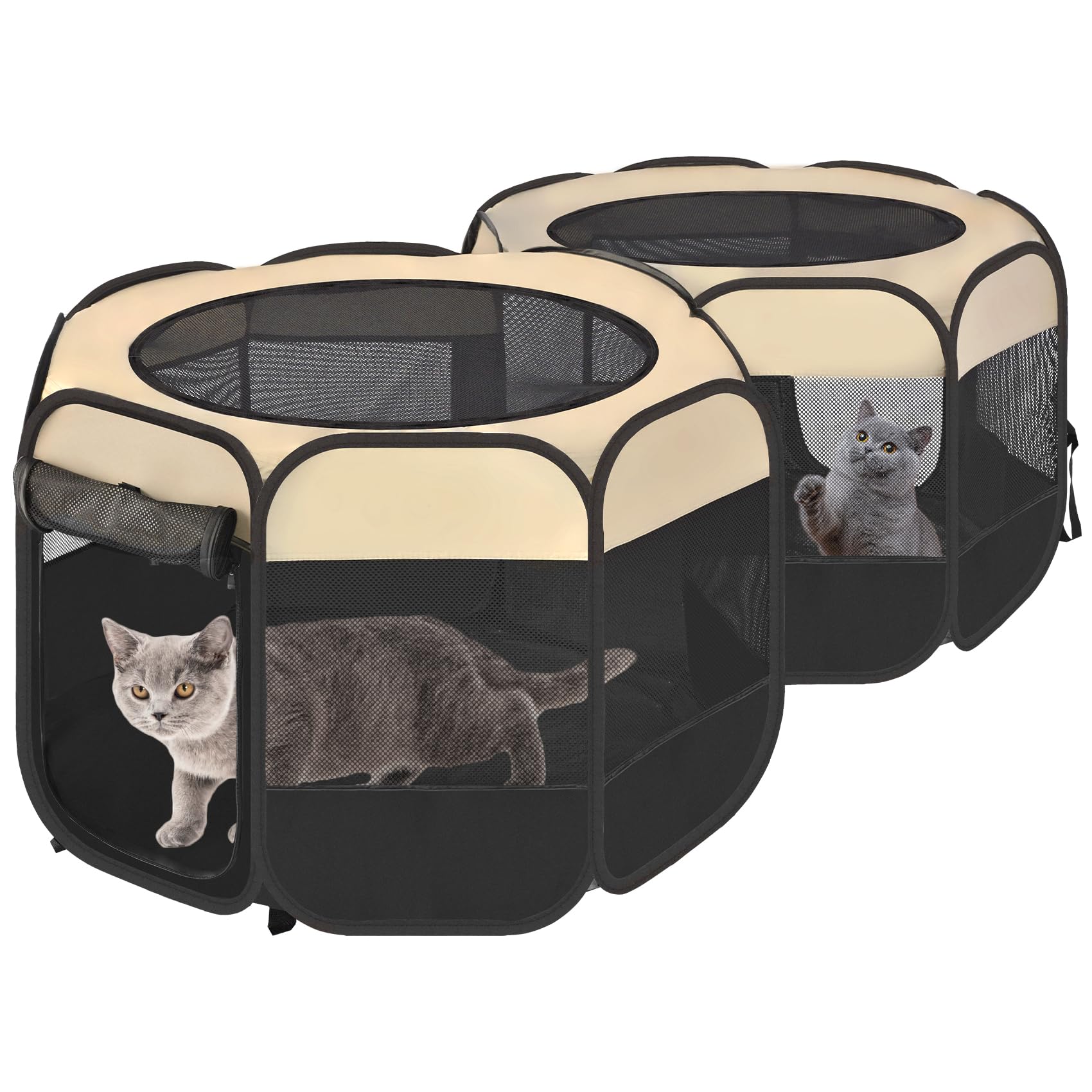 2-in-1 Pop Up Dog Playpen Cat Pet Puppy Playpen, Non-Detachable