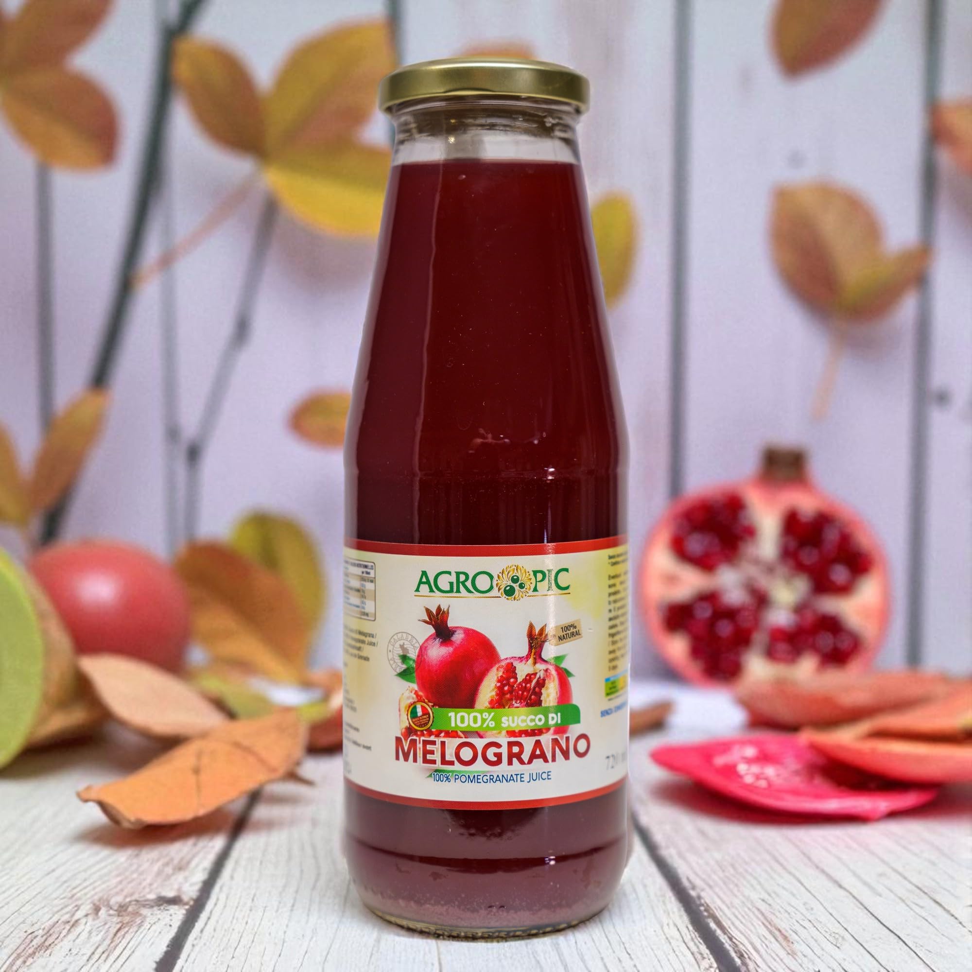 Agropic Succo di Melograno 100%, 12 bottiglie da 720 ml di puro succo di melograno senza zuccheri aggiunti, senza conservanti, Made in Italy - 4