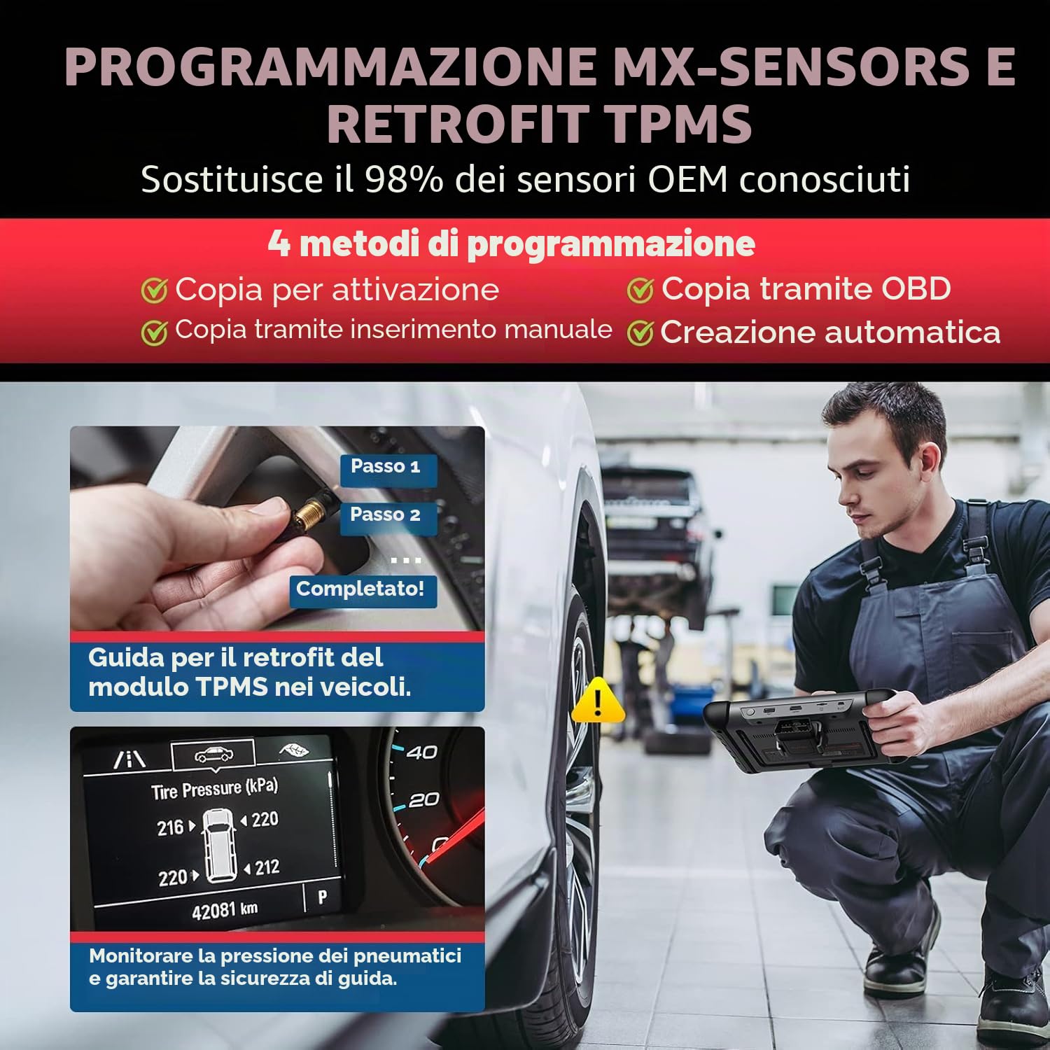 Autel MaxiCOM MK808S-TS Scanner Diagnostico Professionale: 2024 Strumento Programmazione TPMS, Uguale Livello MaxiCOM MX808S-TS MK808Z-TS, Aggiornato MK808BTPRO MX808S, 28+ Servi, Android 11