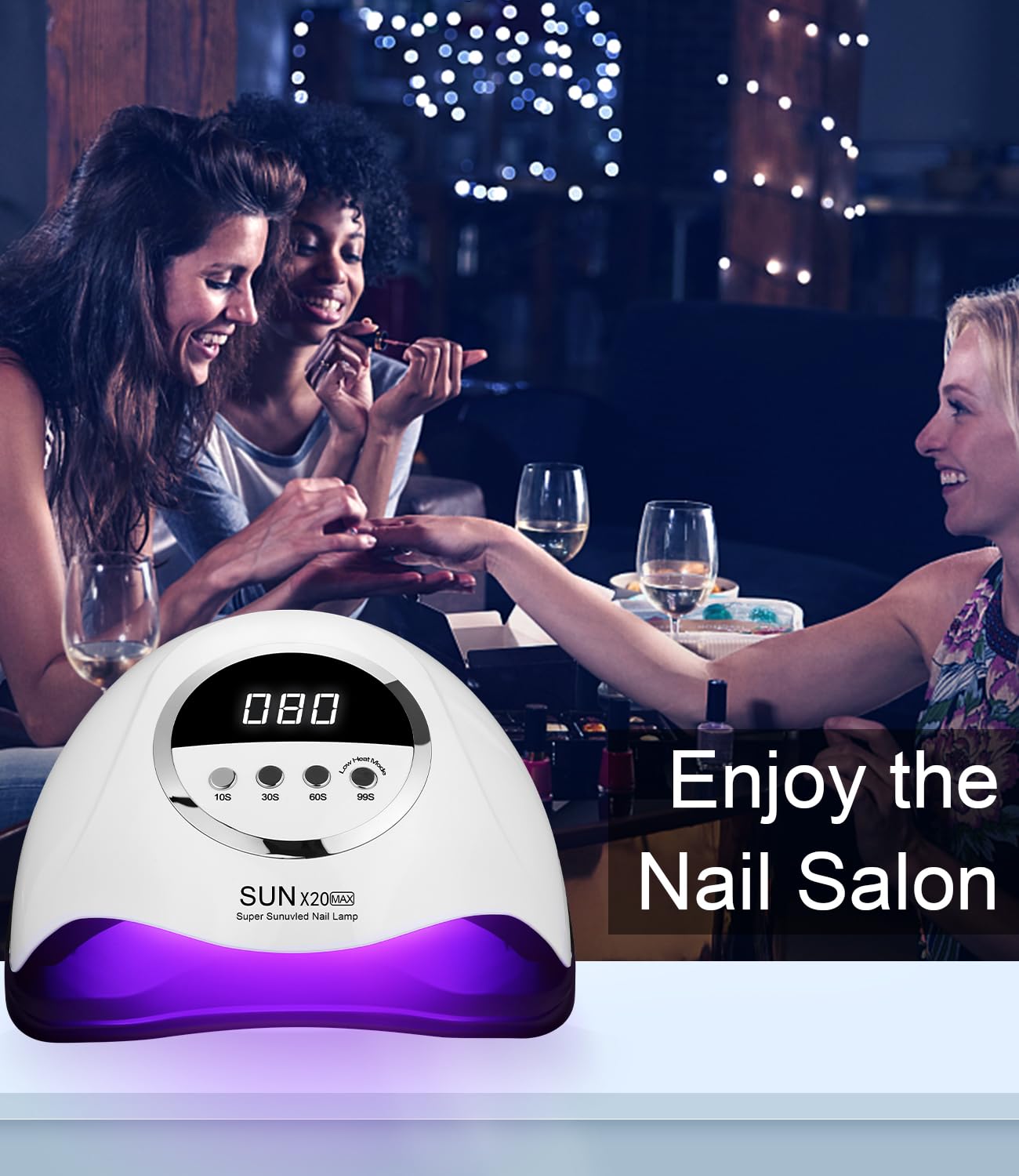 Lampe UV LED Ongles Gel, 320W Professionnel Sèche Automatique, 72 Lumières Séchage Rapide, Grand LCD Ecran, 4 Minuteries 10s/30s/60s/99s pour Vernis Semi Permanent