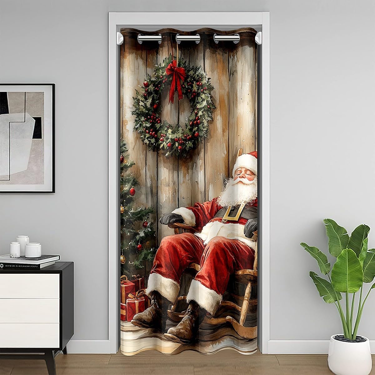 Feelyou 59" x 80" Dog 30%-50% Room Darkening Blackout Insulated Thermal Curtain Chihuahua Dog Christmas Door Curtain for Doorway Privacy Merry Xmas Winter Window Treatments