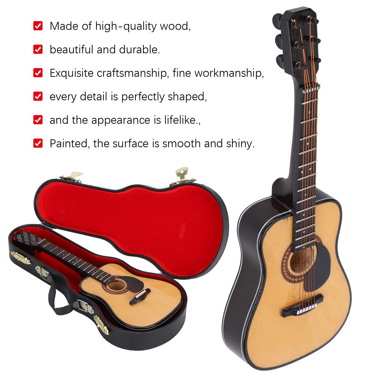 Miniatur-Gitarre Aus Holz Mit Ständer – Detailreiches Modell Zur Dekoration Oder Als Geschenk Für Musikfans