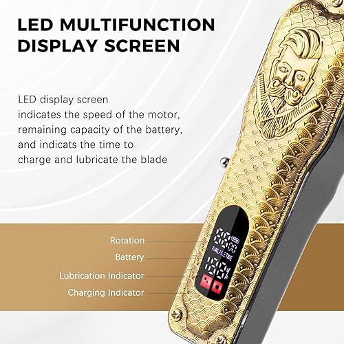 Miniatura 7 de Cortapelos profesional para hombres, cortapelos inalámbricos con cuchillas de precisión ajustables, pantalla LED y tiempo de funcionamiento de 180