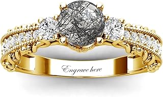 Custom 10K/14K/18K Solid Gold or Sterling Silver Gemstone Engagement Rin...